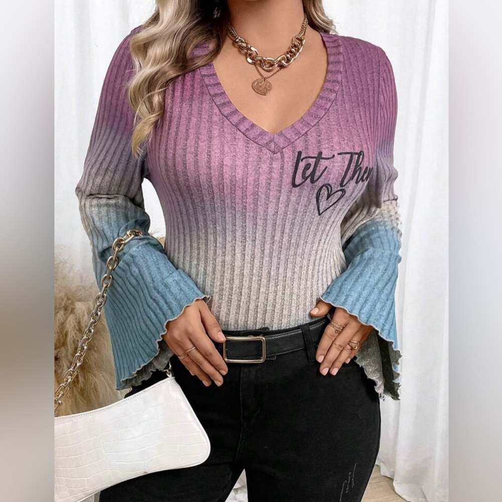 Bell sleeve light weight sweater